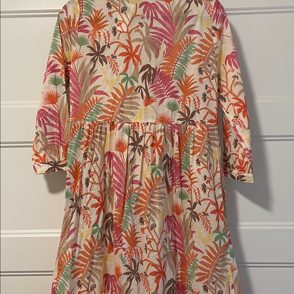 J. McLaughlin Button Front Tiered‎ Midi Dress Tropical Leaf Tybee Printed NWT S - Picture 5 of 11